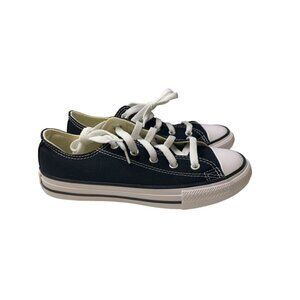 Size 2 Converse All Star Youth Black Canvas Low Top Sneakers 3J235